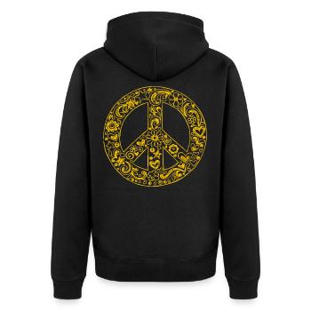 Peace Peacezeichen - Unisex Premium Bio Zip Hoodie - Schwarz - Hinten - Nico (187cm)
