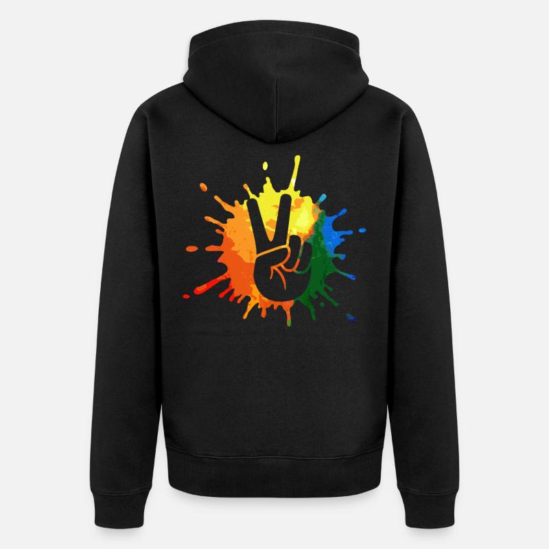 Peace Peacezeichen - Unisex Premium Bio Zip Hoodie - Schwarz