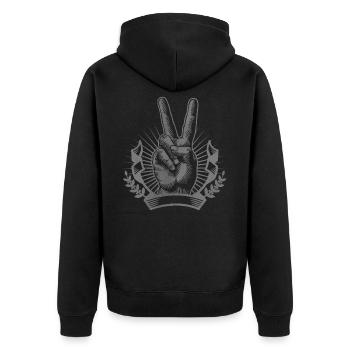 Peace Peacezeichen Friedensbewegung Hippie - Unisex Premium Bio Zip Hoodie - Schwarz - Hinten - Nico (187cm)