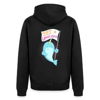 süßes Narwal T-Shirt, tolles Motiv für Kinder - Unisex Premium Bio Zip Hoodie - Schwarz - Hinten - Nico (187cm)