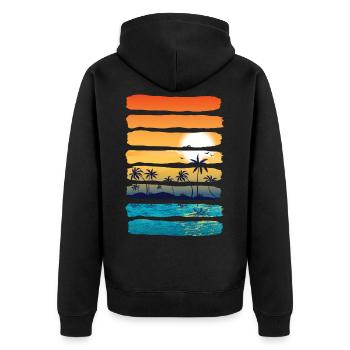 Été Soleil Palm Tree Beach Océan Artistique - Veste à capuche bio Premium Unisexe - noir - Dos - Nico (187cm)