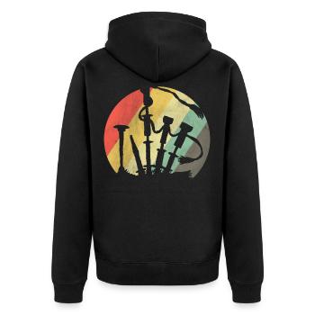 Dudelsack - Unisex Premium Bio Zip Hoodie - Schwarz - Hinten - Nico (187cm)