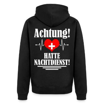 Krankenschwester Nachtdienst Herz EKG Geschenk - Unisex Premium Bio Zip Hoodie - Schwarz - Hinten - Nico (187cm)