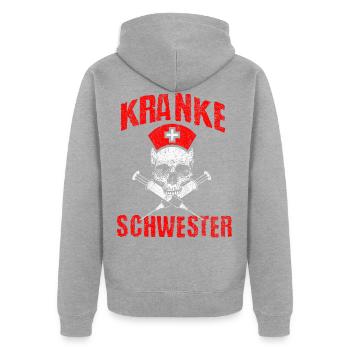 Krankenschwester Kranke Schwester Spritze Geschenk - Unisex Premium Bio Zip Hoodie - Grau meliert - Hinten - Nico (187cm)
