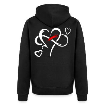 Herz Liebe Spritze Arzt Pfleger Geschenk - Unisex Premium Bio Zip Hoodie - Schwarz - Hinten - Nico (187cm)