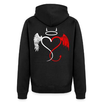 Arzt Pfleger Krankenpflege Engel Teufel Geschenk - Unisex Premium Bio Zip Hoodie - Schwarz - Hinten - Nico (187cm)
