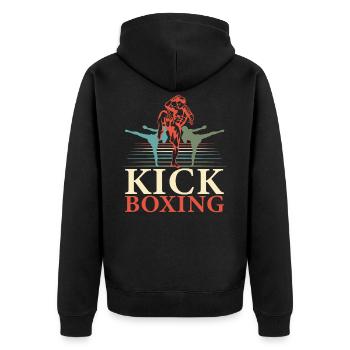 Kickboxen - Unisex Premium Bio Zip Hoodie - Schwarz - Hinten - Nico (187cm)