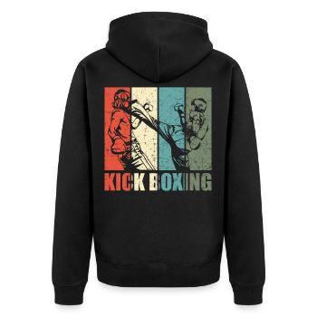 Kickboxen - Unisex Premium Bio Zip Hoodie - Schwarz - Hinten - Nico (187cm)