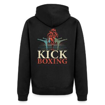 Kickboxen Kickboxer - Unisex Premium Bio Zip Hoodie - Schwarz - Hinten - Nico (187cm)
