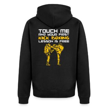 Kickboxen Kickboxer - Unisex Premium Bio Zip Hoodie - Schwarz - Hinten - Nico (187cm)