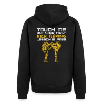 Kickboxer Kickboxen - Unisex Premium Bio Zip Hoodie - Schwarz - Hinten - Nico (187cm)