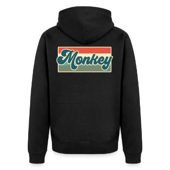 Affe Affen Monkey Afrika Tiere Tier Dschungel - Unisex Premium Bio Zip Hoodie - Schwarz - Hinten - Nico (187cm)