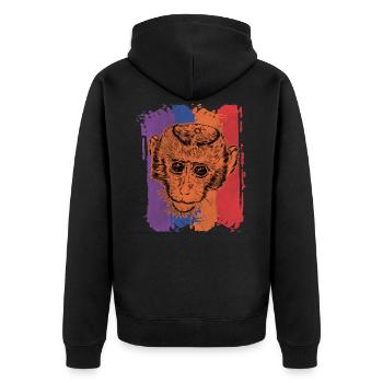Affe Affen - Unisex Premium Bio Zip Hoodie - Schwarz - Hinten - Nico (187cm)