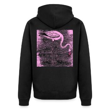 Flamingo - Unisex Premium Bio Zip Hoodie - Schwarz - Hinten - Nico (187cm)