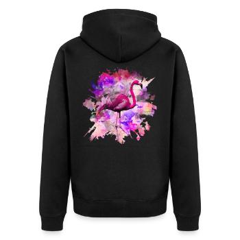 Pink Flamingo - Unisex Premium Bio Zip Hoodie - Schwarz - Hinten - Nico (187cm)