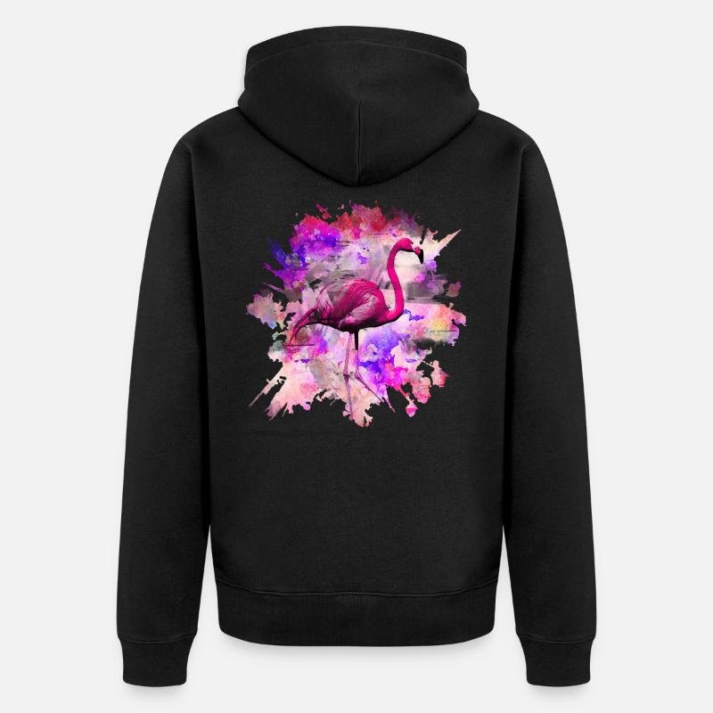 Flamant rose - Veste à capuche bio Premium Unisexe - noir
