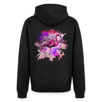 Pink Flamingo - Unisex Premium Bio Zip Hoodie - Schwarz - Hinten - Nico (187cm)