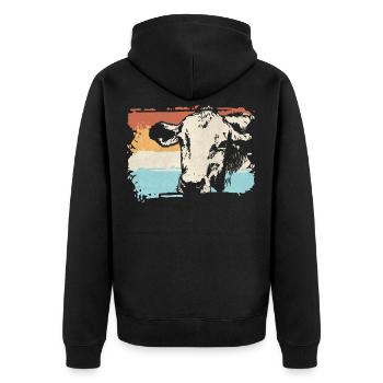 Bauer Kuh Bauernhof - Unisex Premium Bio Zip Hoodie - Schwarz - Hinten - Nico (187cm)