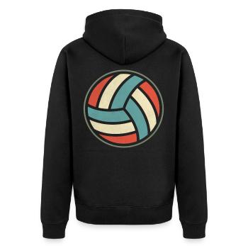 Retro Volleyballer Volleyball Set Volleyball team - Unisex Premium Bio Zip Hoodie - Schwarz - Hinten - Nico (187cm)
