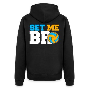 Set Me Bro Volleyball Set Volleyball Team - Unisex Premium Organic Zip Hoodie - black - Back - Nico (187cm)