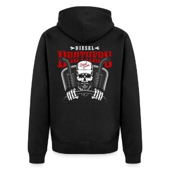 LKW Lastwagen Trucker - Unisex Premium Bio Zip Hoodie - Schwarz - Hinten - Nico (187cm)