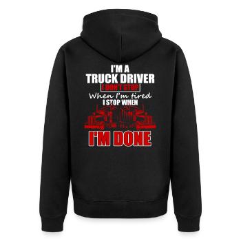 Truck Trucker - Unisex Premium Bio Zip Hoodie - Schwarz - Hinten - Nico (187cm)