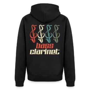 Bassklarinette Musiker Blasinstrument - Unisex Premium Bio Zip Hoodie - Schwarz - Hinten - Nico (187cm)
