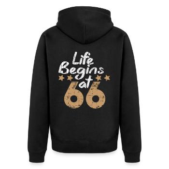 A 66 ans, la vie commence - Veste à capuche bio Premium Unisexe - noir - Dos - Nico (187cm)