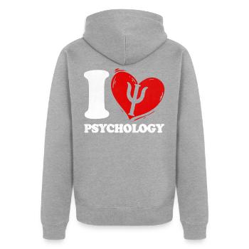 Psychologue Psychothérapeute j'aime la psychologie - Veste à capuche bio Premium Unisexe - gris chiné - Dos - Nico (187cm)