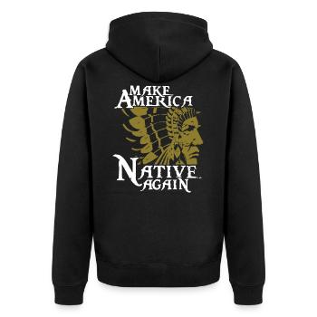 Indianer indianisch Native American Ureinwohner - Unisex Premium Bio Zip Hoodie - Schwarz - Hinten - Nico (187cm)