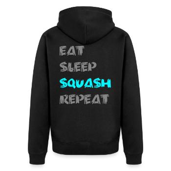 Squash - Unisex Premium Bio Zip Hoodie - Schwarz - Hinten - Nico (187cm)