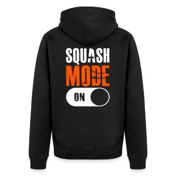 Squash - Unisex Premium Bio Zip Hoodie - Schwarz - Hinten - Nico (187cm)