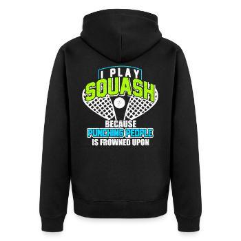 Squash - Unisex Premium Bio Zip Hoodie - Schwarz - Hinten - Nico (187cm)