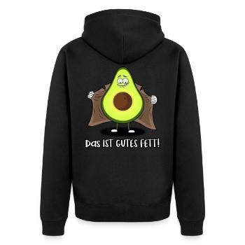Avocado Das ist gutes Fett - Unisex Premium Bio Zip Hoodie - Schwarz - Hinten - Nico (187cm)