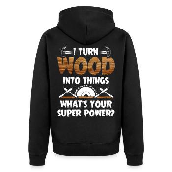 Wood joinery carpenter super power gift - Unisex Premium Organic Zip Hoodie - black - Back - Nico (187cm)