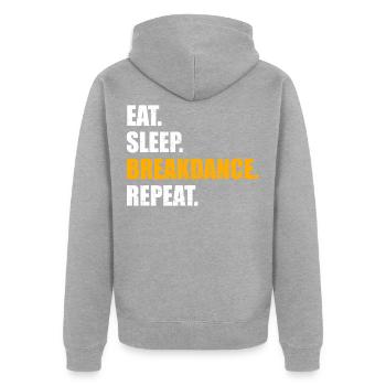 Breakdance Breakdancing BBoy Tänzer - Unisex Premium Bio Zip Hoodie - Grau meliert - Hinten - Nico (187cm)