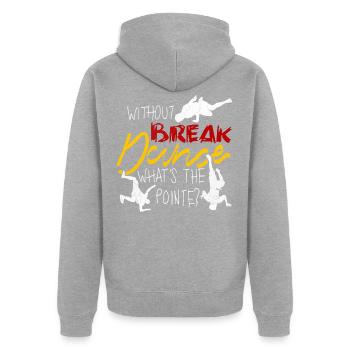 Breakdance Breakdancing Breakdancer BBoy - Unisex Premium Bio Zip Hoodie - Grau meliert - Hinten - Nico (187cm)