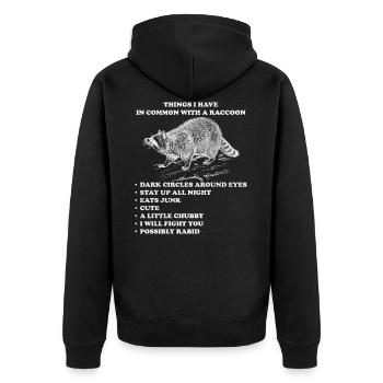 racoon - Unisex Premium Organic Zip Hoodie - black - Back - Nico (187cm)