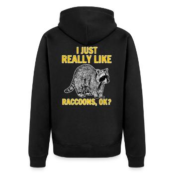 Raccoon I Just Really Like Raccoons OK - Unisex Premium Organic Zip Hoodie - black - Back - Nico (187cm)