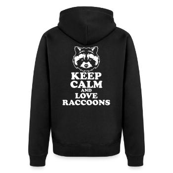 racoon - Unisex Premium Organic Zip Hoodie - black - Back - Nico (187cm)