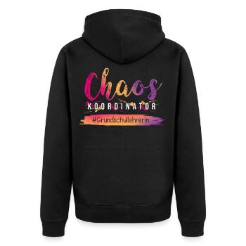 Chaos Koordinator ala Grundschullehrerin Beruf - Unisex Premium Bio Zip Hoodie - Schwarz - Hinten - Nico (187cm)