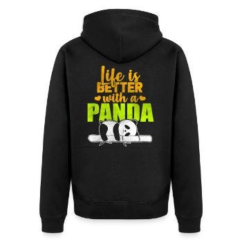 Niedlichen Tiere Lustige Sprüche Panda Pandas Bär - Unisex Premium Bio Zip Hoodie - Schwarz - Hinten - Nico (187cm)