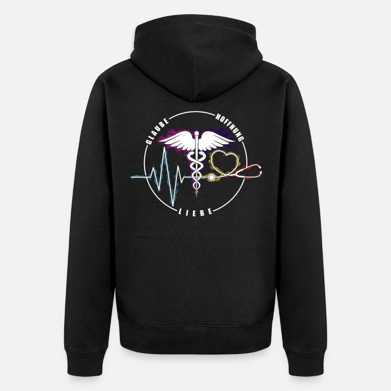 Arzt oder Ärztin , Krankenschwester - Liebe - - Unisex Premium Bio Zip Hoodie - Schwarz