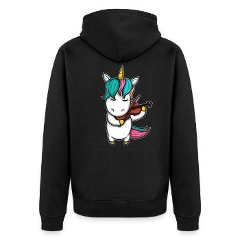 Einhorn Geige Streichinstrument - Unisex Premium Bio Zip Hoodie - Schwarz - Hinten - Nico (187cm)