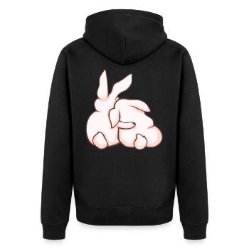 Lapin Lapin Animaux mignons - Veste à capuche bio Premium Unisexe - noir - Dos - Nico (187cm)