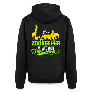Tierpfleger - Unisex Premium Bio Zip Hoodie - Schwarz - Hinten - Nico (187cm)