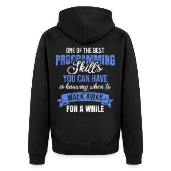 Programmierer - Unisex Premium Bio Zip Hoodie - Schwarz - Hinten - Nico (187cm)
