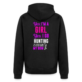 Jagen Jäger Jagd Bogen Hirschjagd - Unisex Premium Bio Zip Hoodie - Schwarz - Hinten - Nico (187cm)