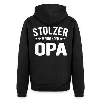 Werdender Opa Stolz - Unisex Premium Bio Zip Hoodie - Schwarz - Hinten - Nico (187cm)