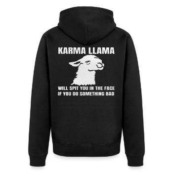 Llama Lustige Tiere - Unisex Premium Bio Zip Hoodie - Schwarz - Hinten - Nico (187cm)